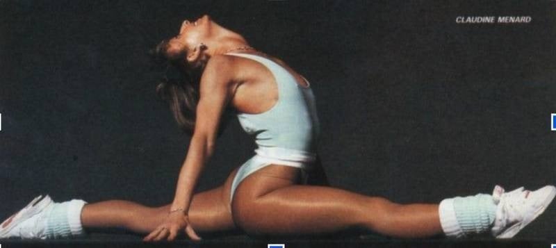 A woman in a split, leaning back